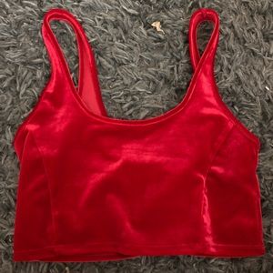 Red suede crop top